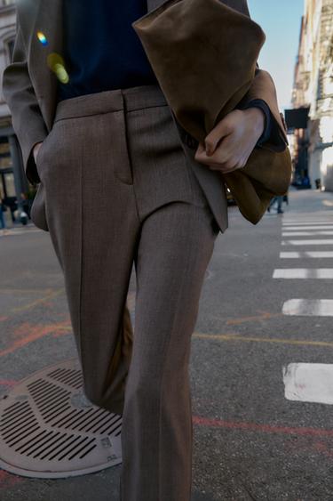 BUTTONED HEM TROUSERS - Brown by Zara - Image 1