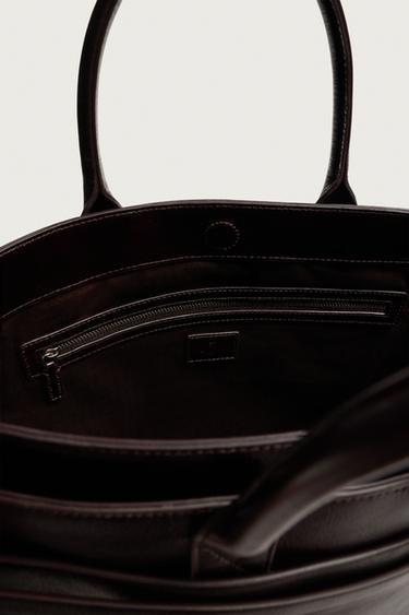 SAC SHOPPER EN CUIR - Marron de Zara - Image 4