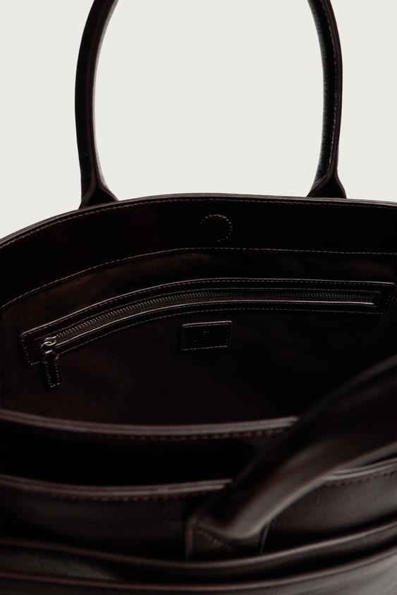 SAC SHOPPER EN CUIR - Marron de Zara - Image 6