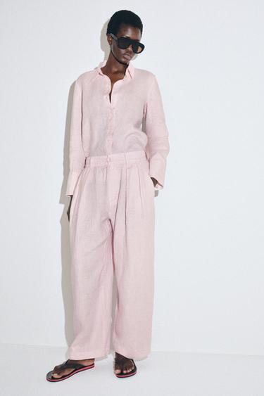ZW COLLECTION 100% LINEN SHIRT - Pink by Zara - Image 3