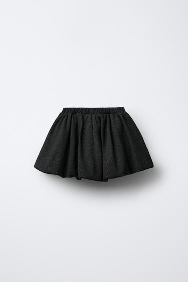 JUPE BALLON EN MAILLE POINT DE ROME BRILLANTE - Noir de Zara - Image 1