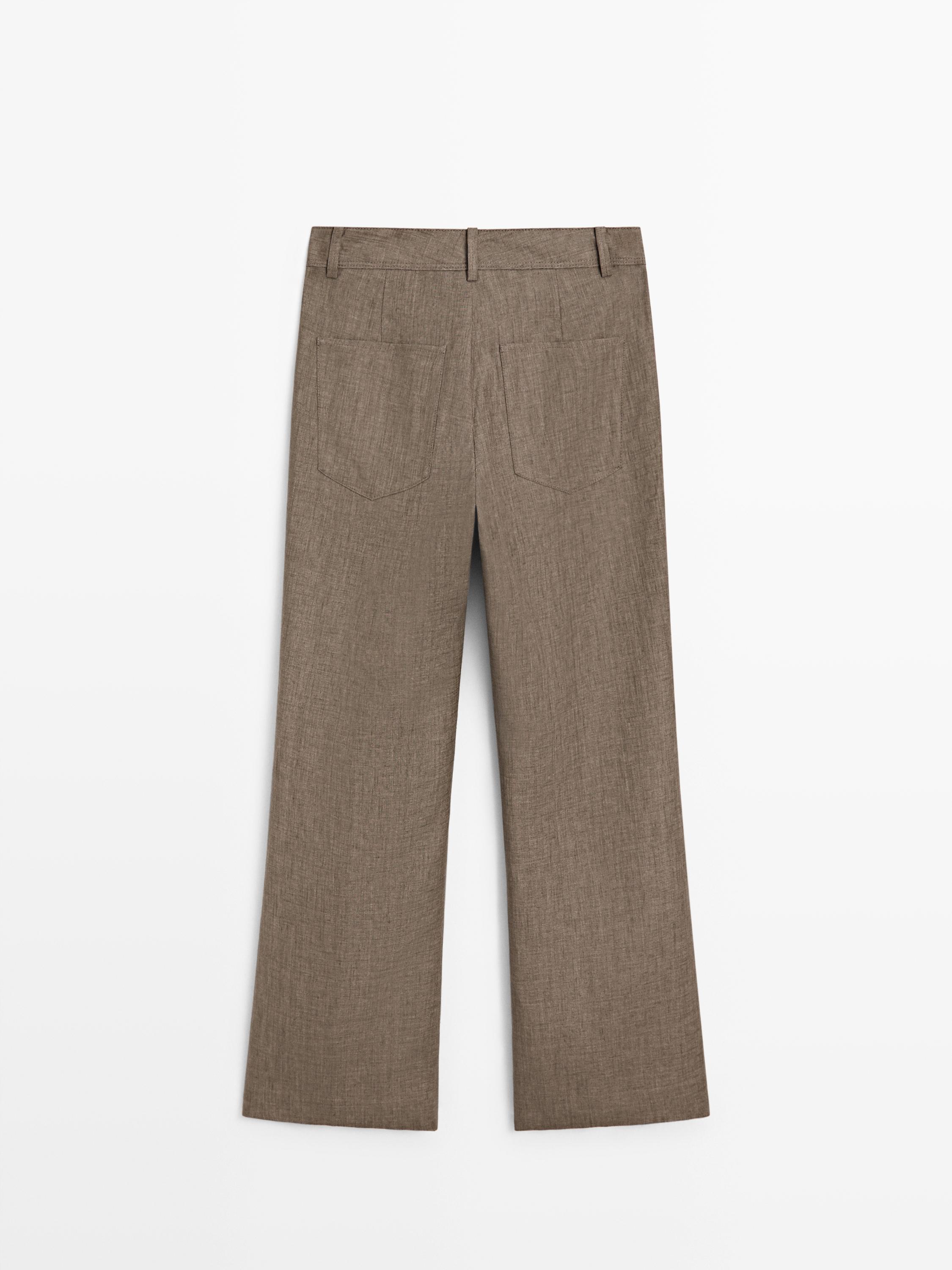 Pantalon kick flare cropped en lin