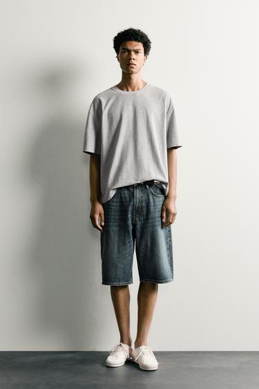 ФУТБОЛКА RELAXED FIT СО ШВОМ — СЕРЫЙ С МЕЛАНЖЕВЫМ ЭФФЕКТОМ от Zara