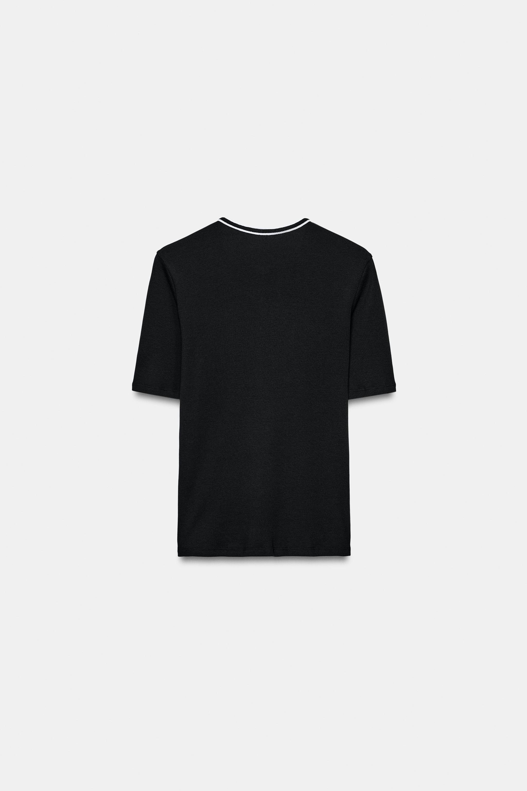 KONTRAST BİYE DETAYLI T-SHIRT - Görsel 6