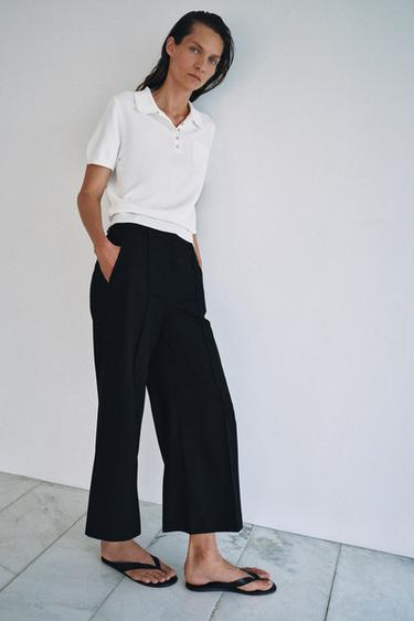 ZW COLLECTION CROPPED TROUSERS - Black by Zara
