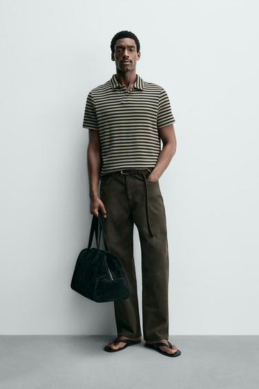 ПОЛО СВОБОДНОГО КРОЯ ИЗ РЕЛЬЕФНОЙ ТКАНИ — Полоски от Zara — изображение 0