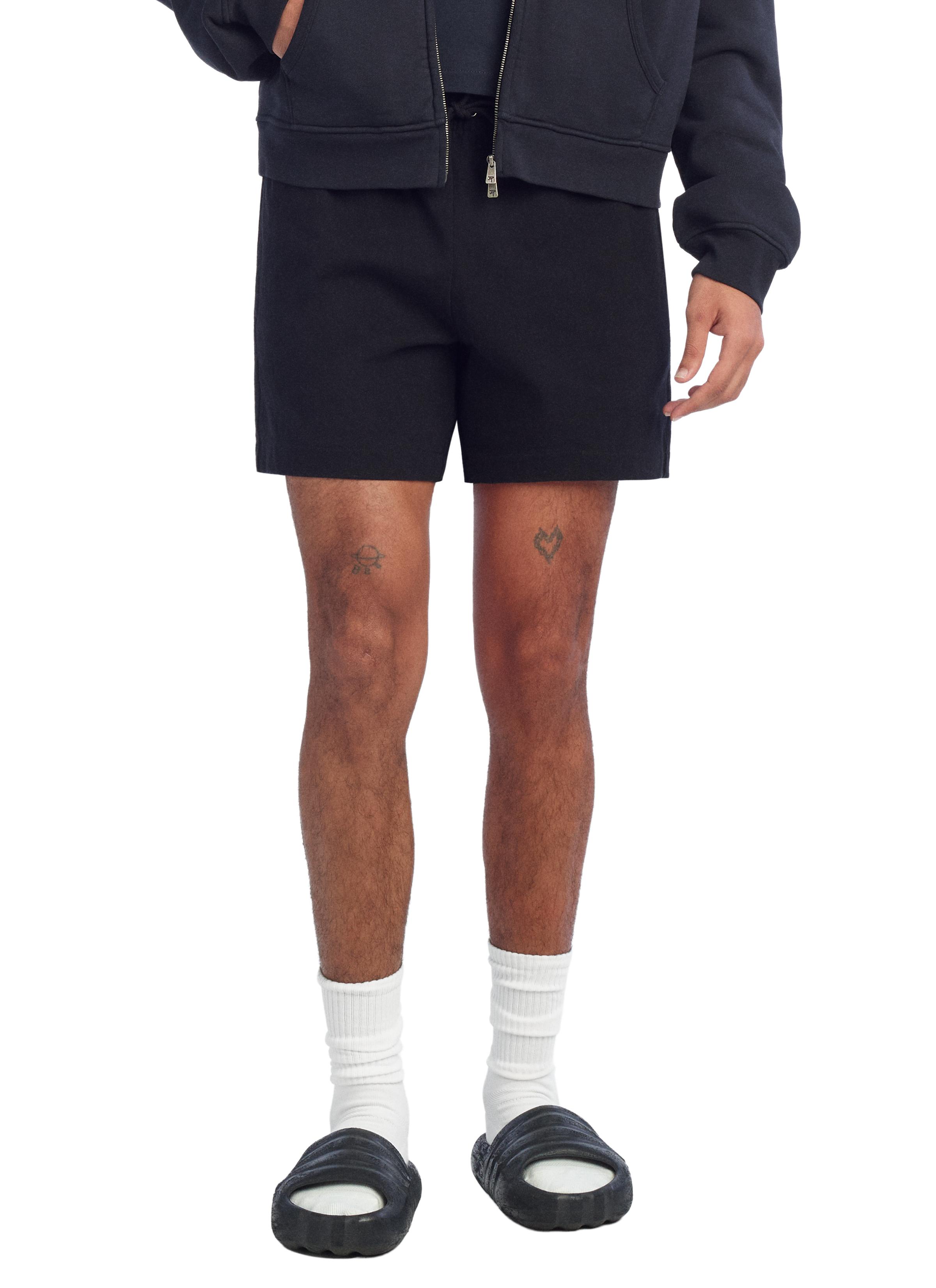 COTTON PAPERBAG WAIST SHORTS — Black