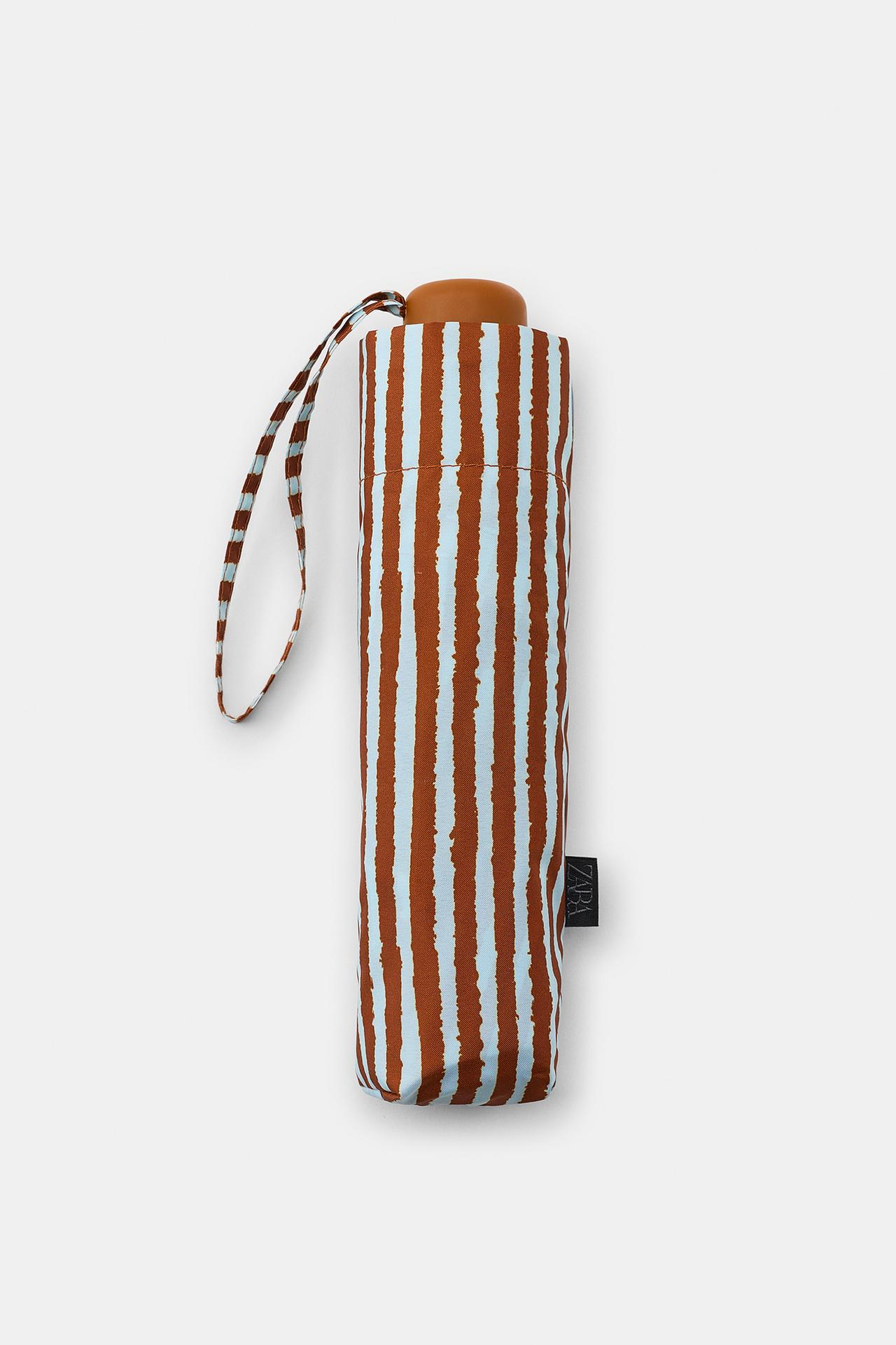 STRIPED PRINT FOLDING UMBRELLA