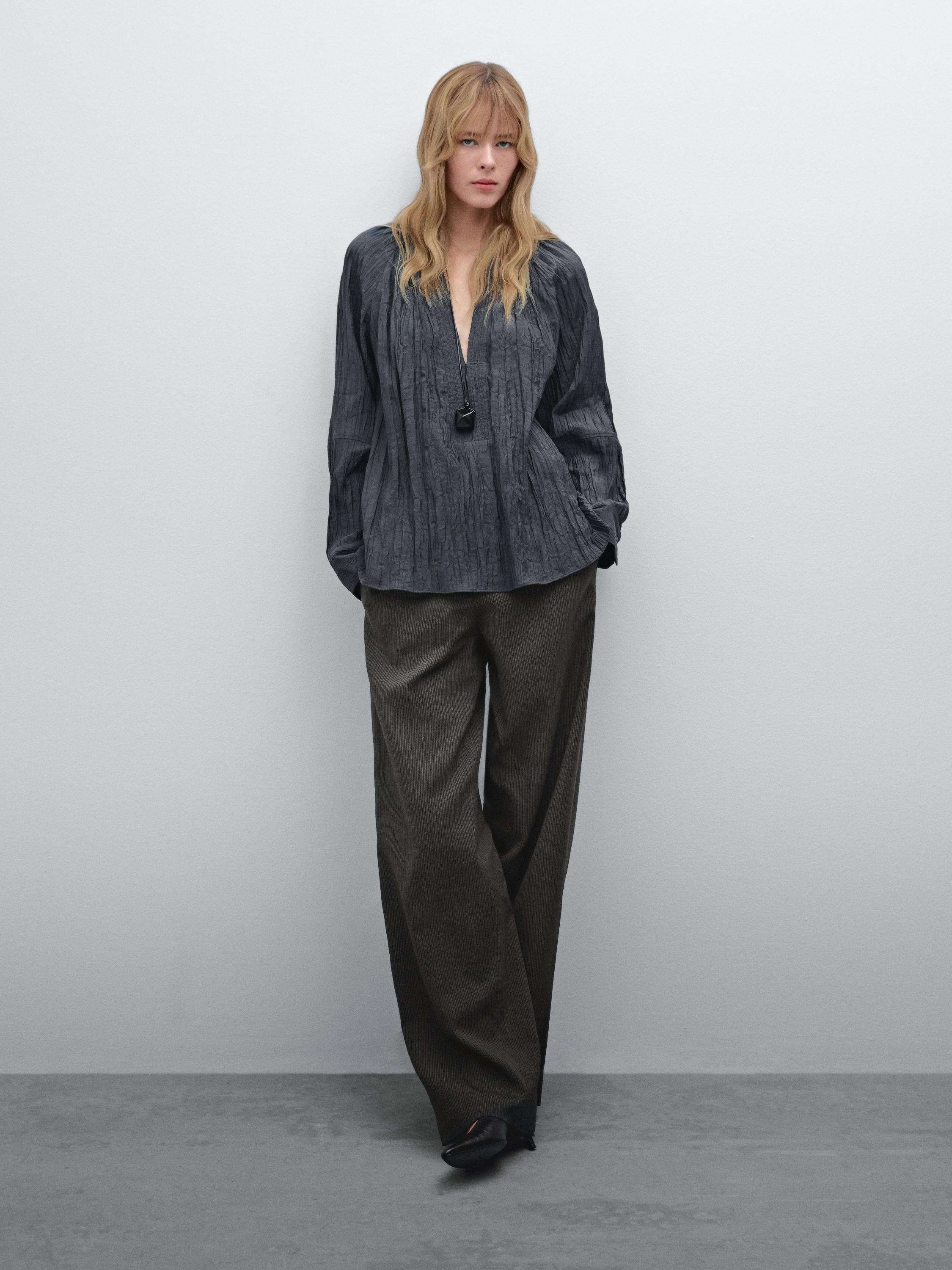 Striped cotton blend suit trousers - Cobalt | ZARA United States Striped cotton blend suit trousers - Cobalt | ZARA United States