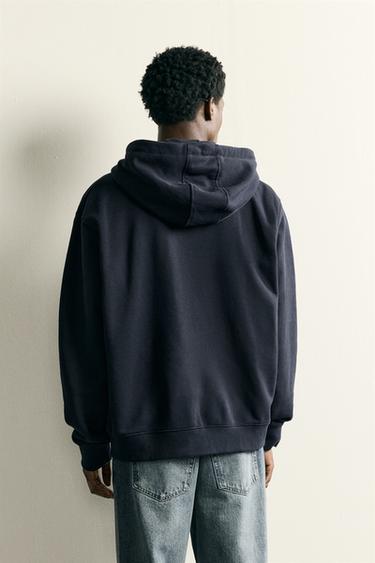 MIKINA RELAXED FIT S KAPUCŇOU NA ZIPS - Námornícka modrá zn. Zara