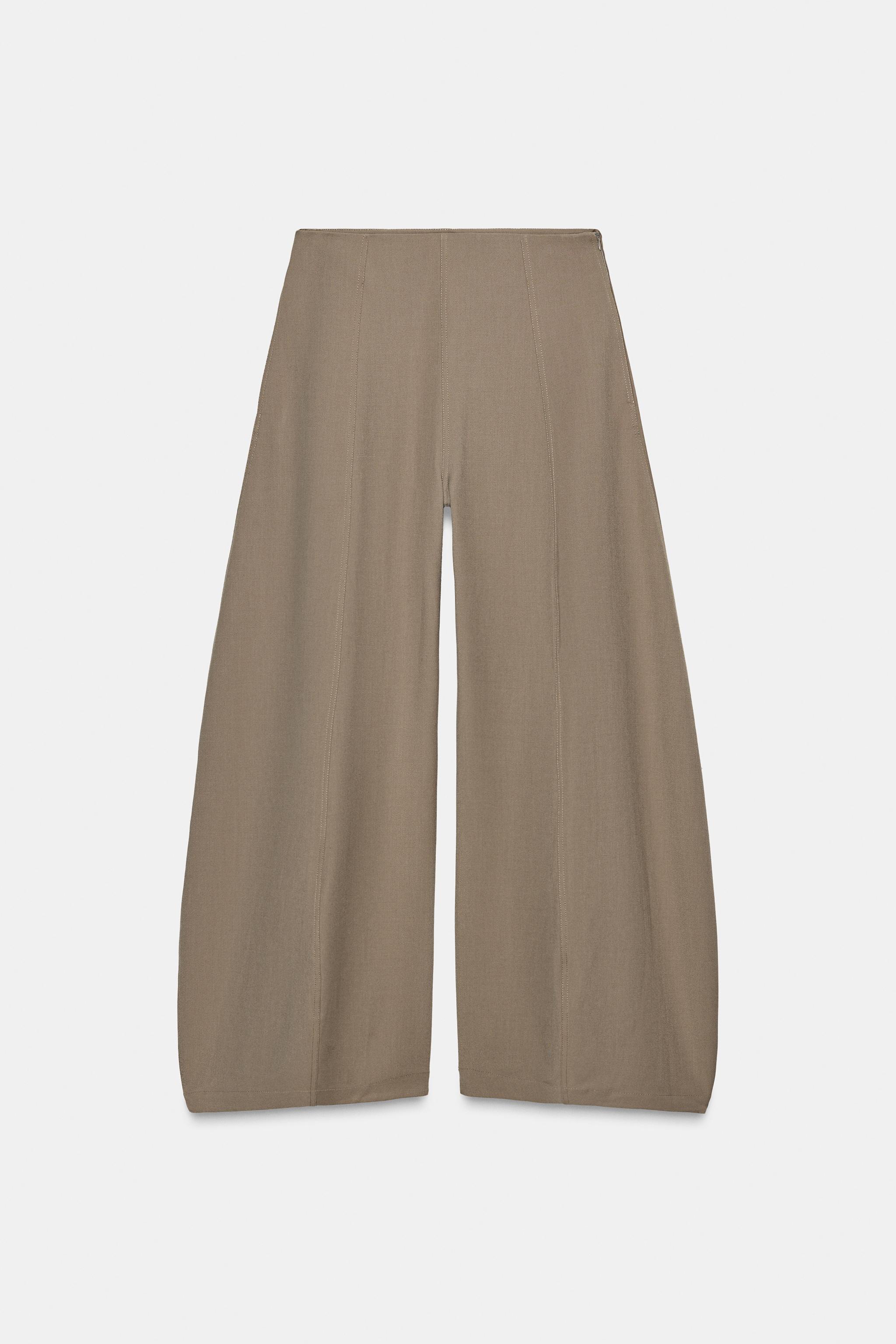 CALÇA WIDE LEG COM VOLUME ZW COLLECTION - Vison | ZARA Brasil