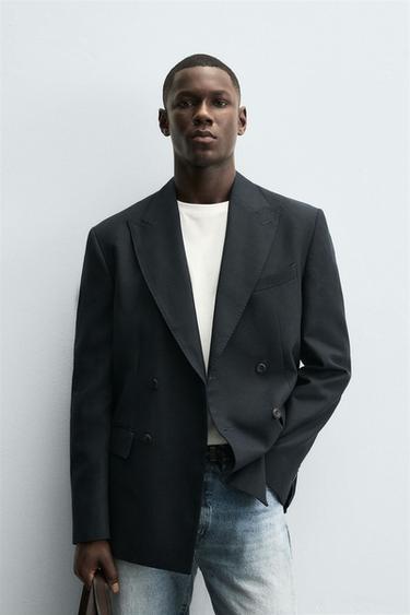 DOUBLE-BREASTED BLAZER - navy by Zara