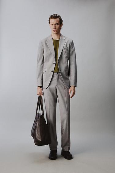 REGULAR FIT HOUNDSTOOTH SUIT BLAZER - Black / White by Zara