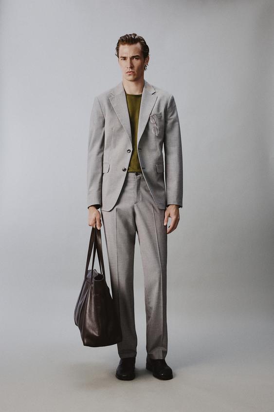 REGULAR FIT HOUNDSTOOTH SUIT JACKET from Zara - $169