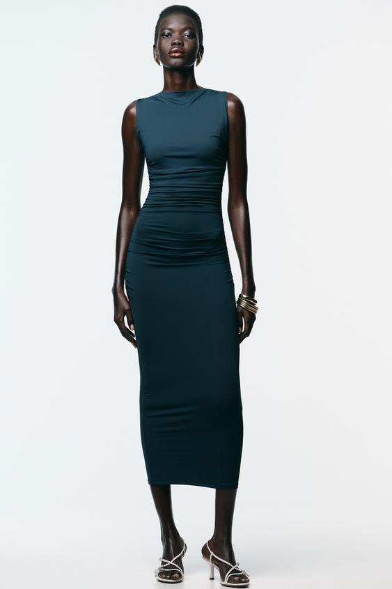 ROBE EN POLYAMIDE COQUILLAGE - bleu marine de Zara - Image 0