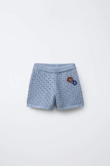 BERMUDA PUNTO FLORES CROCHET - Azul claro de Zara