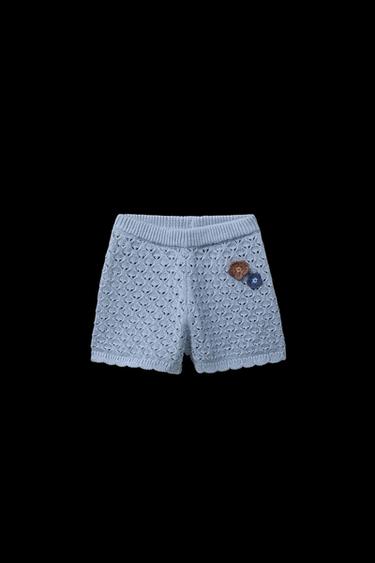 Zara CROCHET FLOWER KNIT SHORTS - Light blue - Image 0