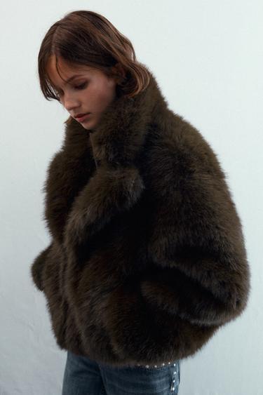 MANTEAU COURT EFFET FOURRURE - Tabac de Zara