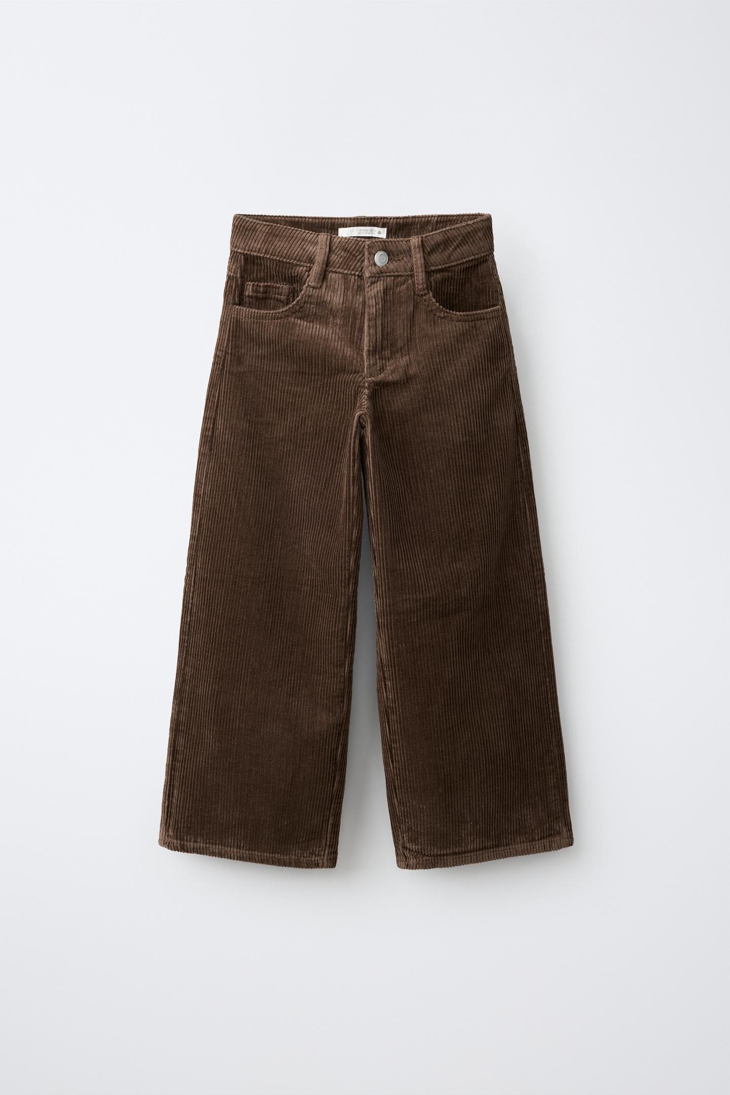 Детские брюки Zara Star Corduroy Wide-Leg, цвет: Коричневый