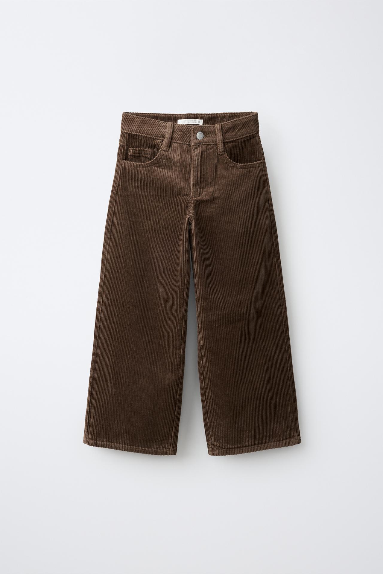 STAR CORDUROY WIDE-LEG PANTS — Brown