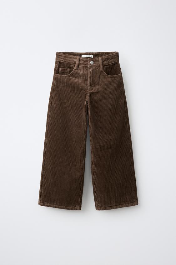 بنطلون WIDE LEG من قماش مضلع بتصميم نجوم - بني by Zara - Image 0