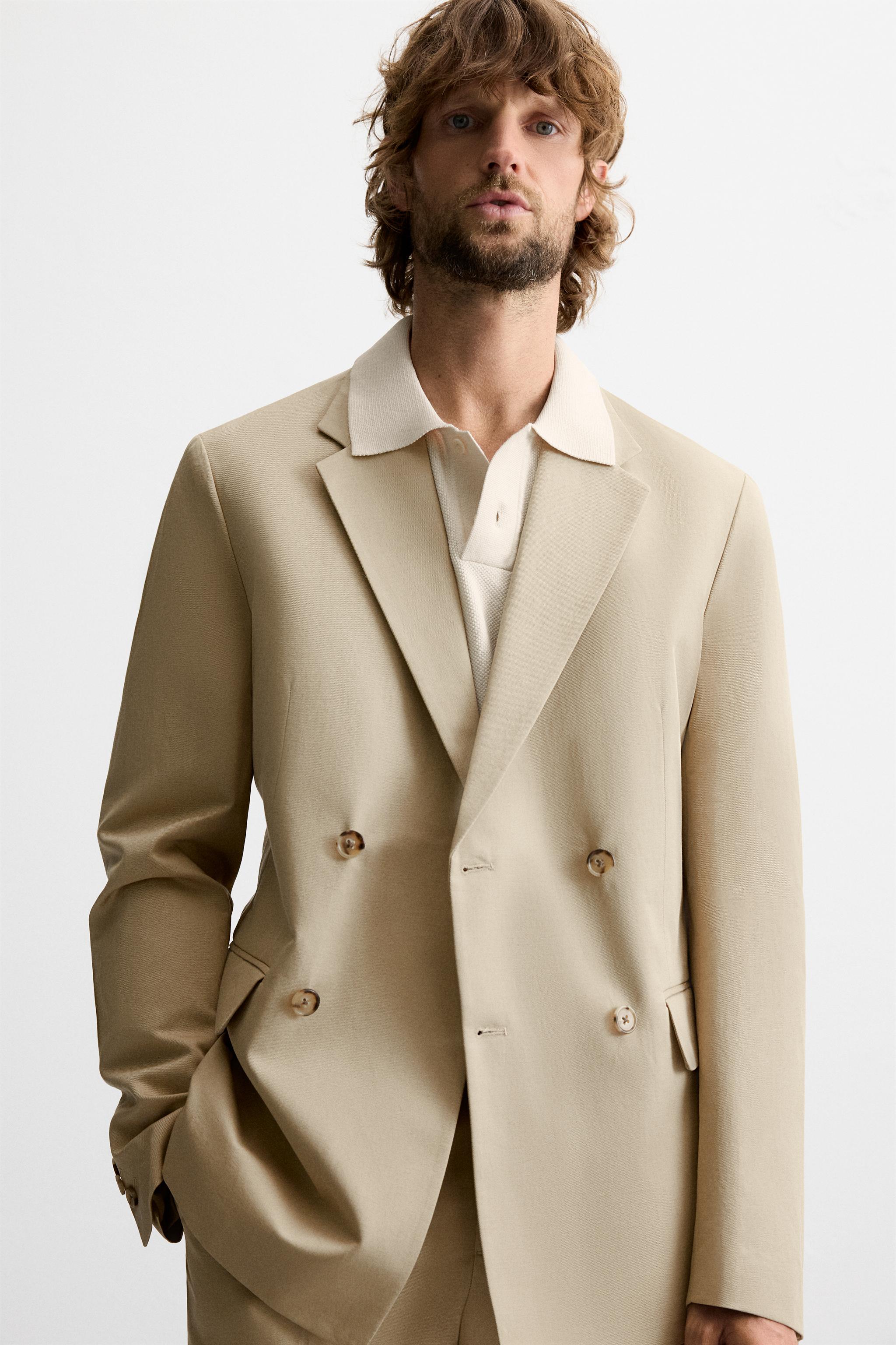 Mens beige linen blazer sale