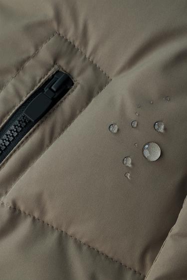 DOUDOUNE LONGUE EN PLUME ET DUVET DÉPERLANTE ET COUPE-VENT - Kaki de Zara - Image 10