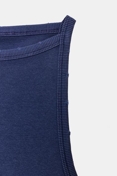 TOP HALTER RIB EFECTO LAVADO - Azulón de Zara