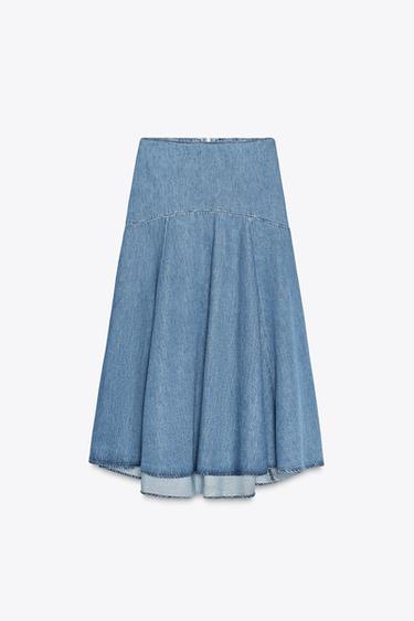 ZW COLLECTION DENIM MIDI SKIRT - Mid-blue by Zara