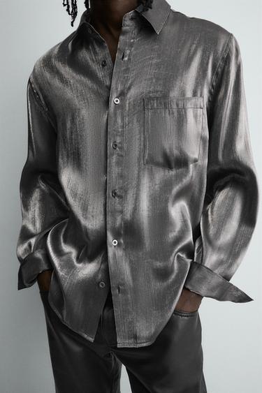 CHEMISE FLUIDE BRILLANTE - Argent de Zara - Image 4