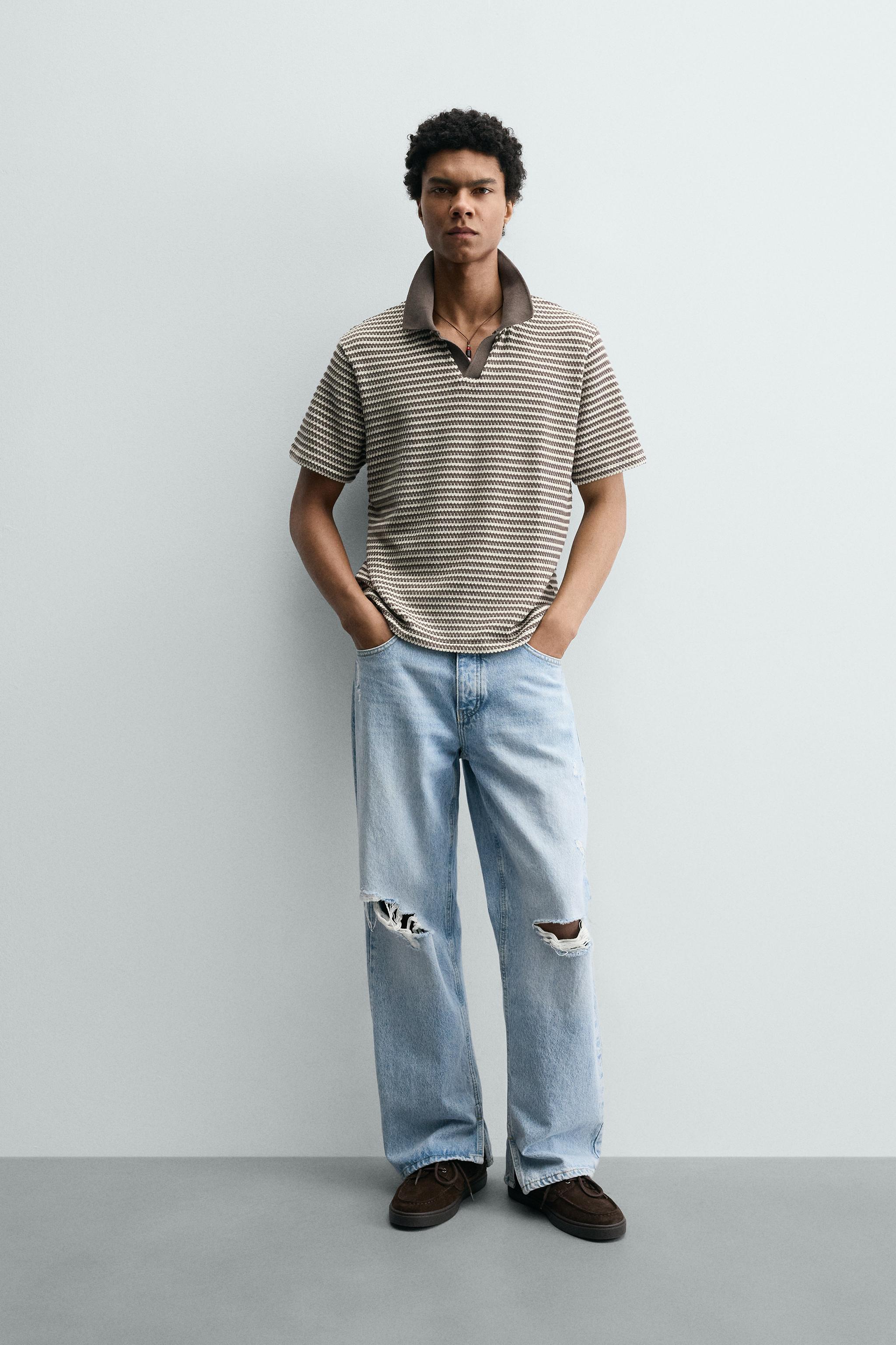 STRIPED TEXTURED POLO SHIRT - striped | ZARA South Africa