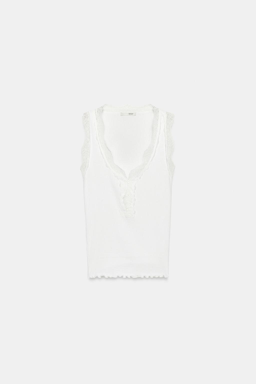 LACE RIB T-SHIRT