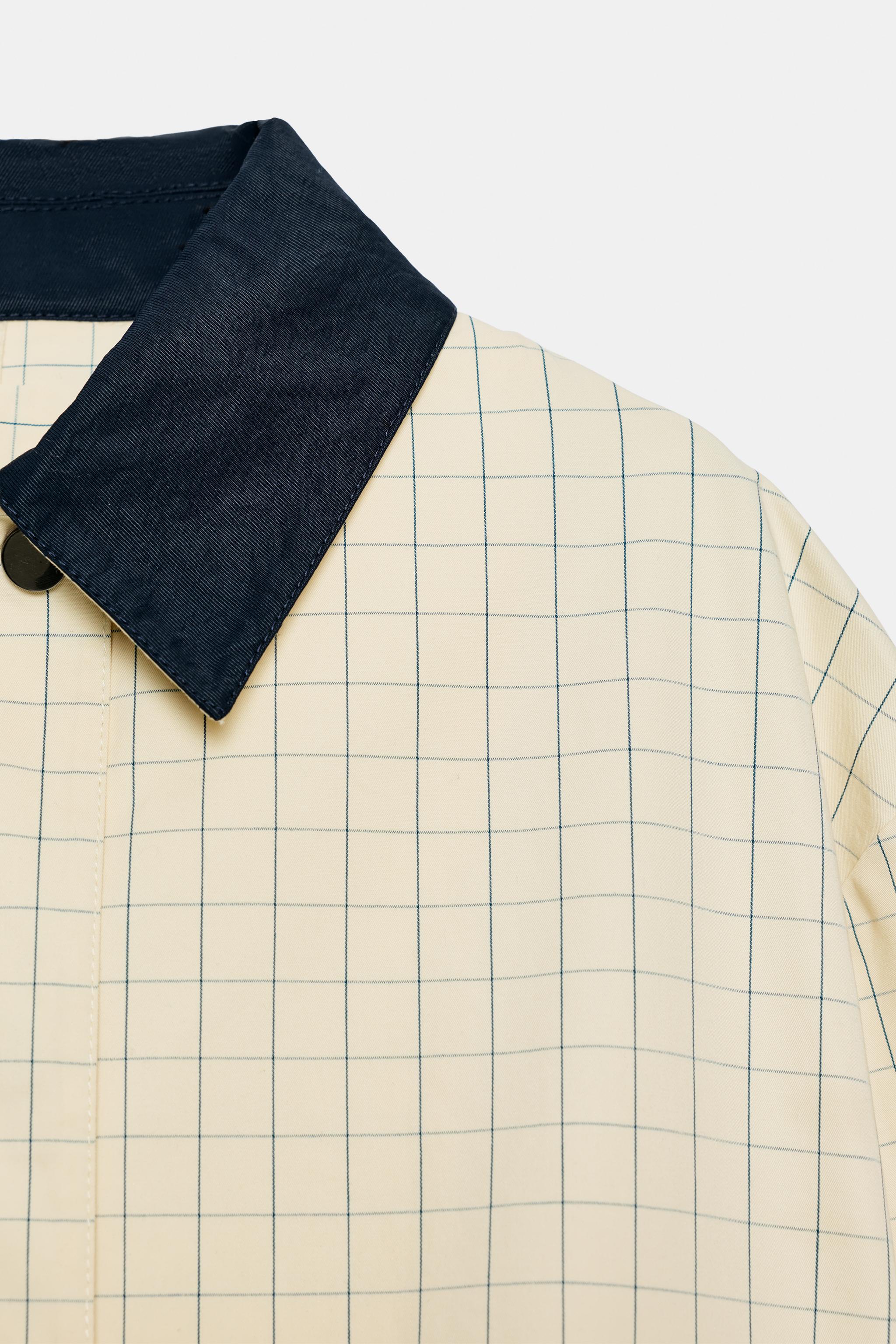 ZW COLLECTION CONTRAST COLLAR CHECK JACKET - Butter | ZARA Australia