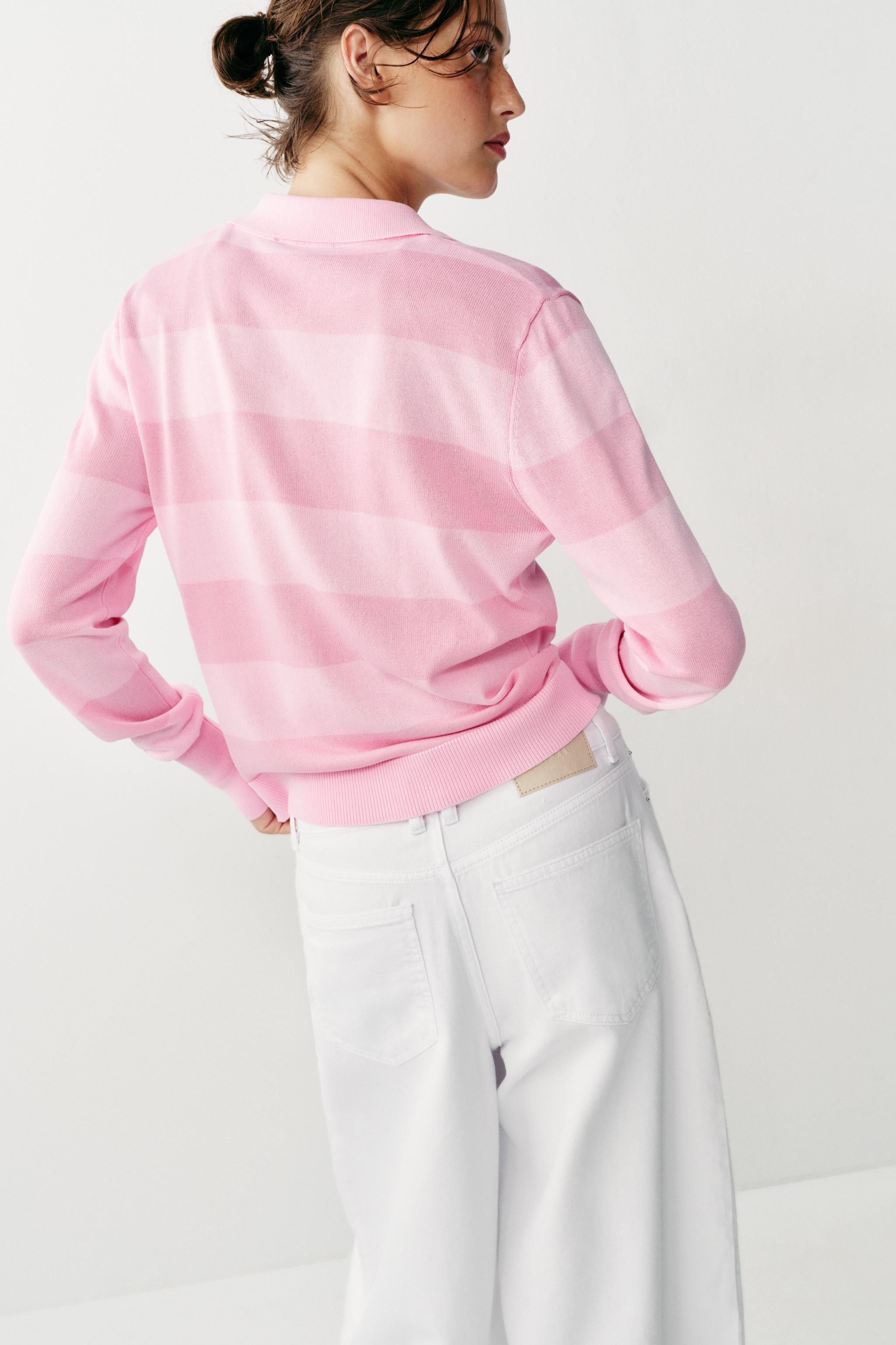 STRIPED KNIT POLO JACKET