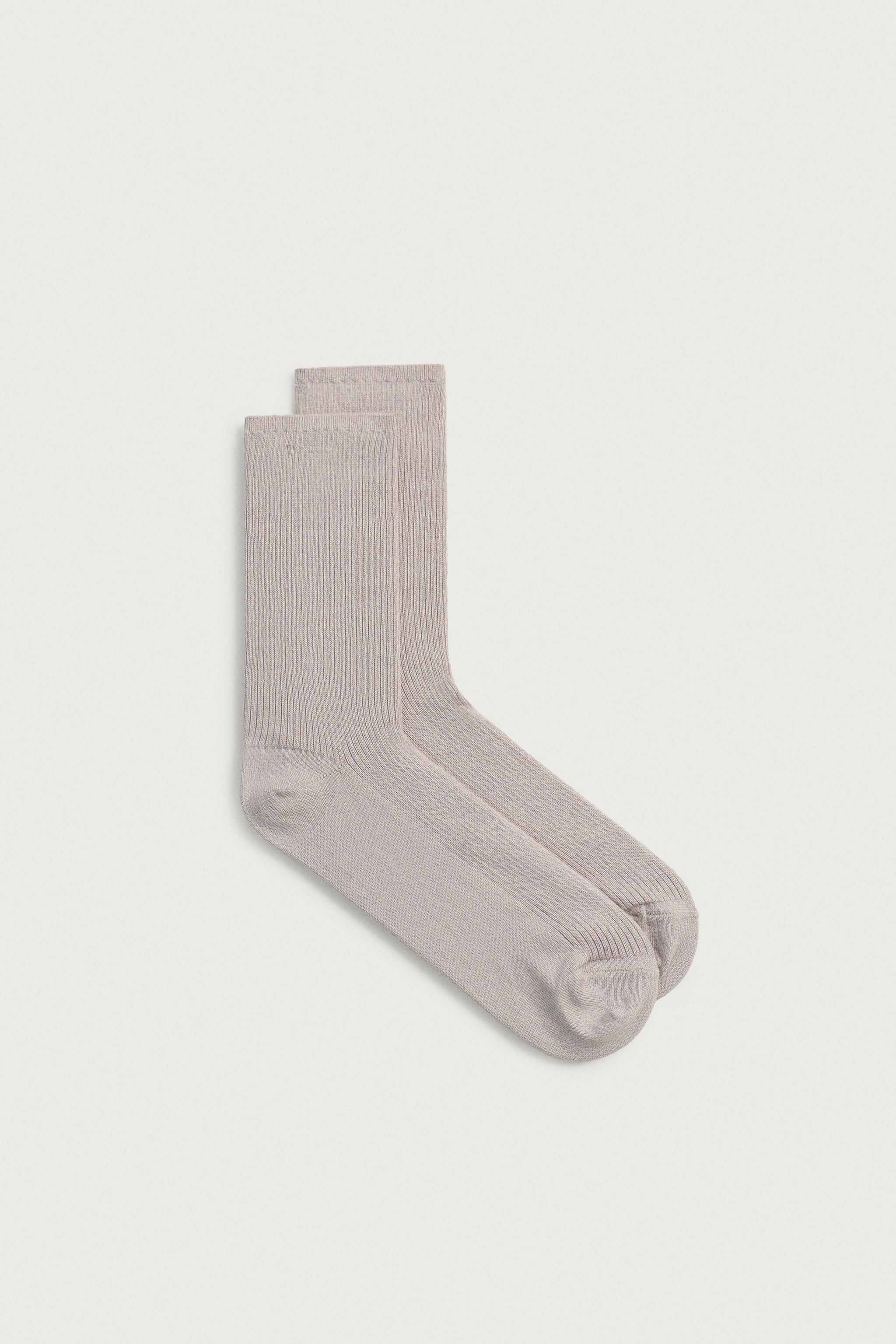 COTTON BLEND RIBBED SOCKS — Blue / Lavender