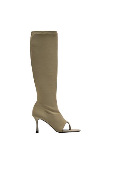 OPEN TOE HEELED NEOPRENE BOOTS