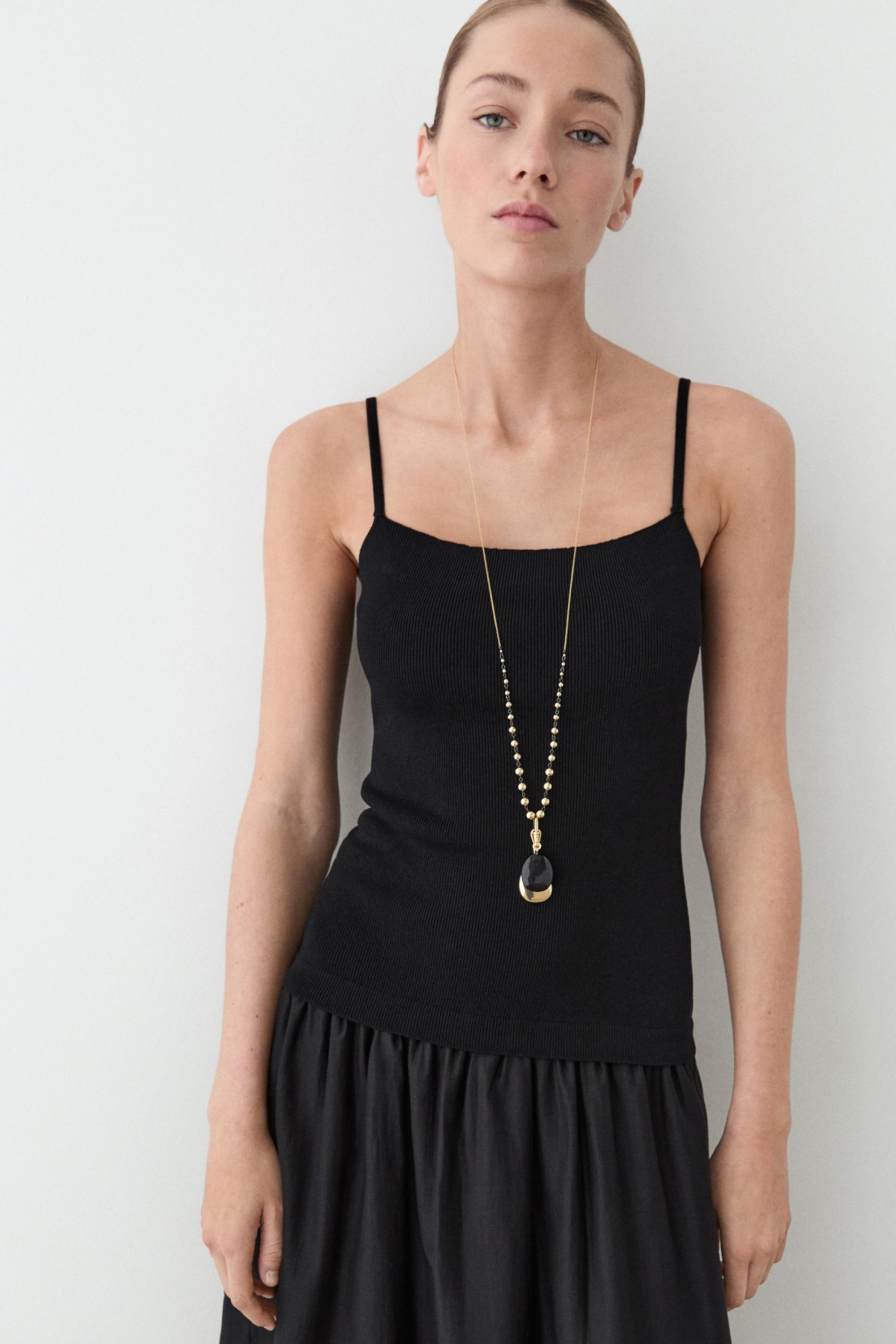 Combined strap midi dress — Black