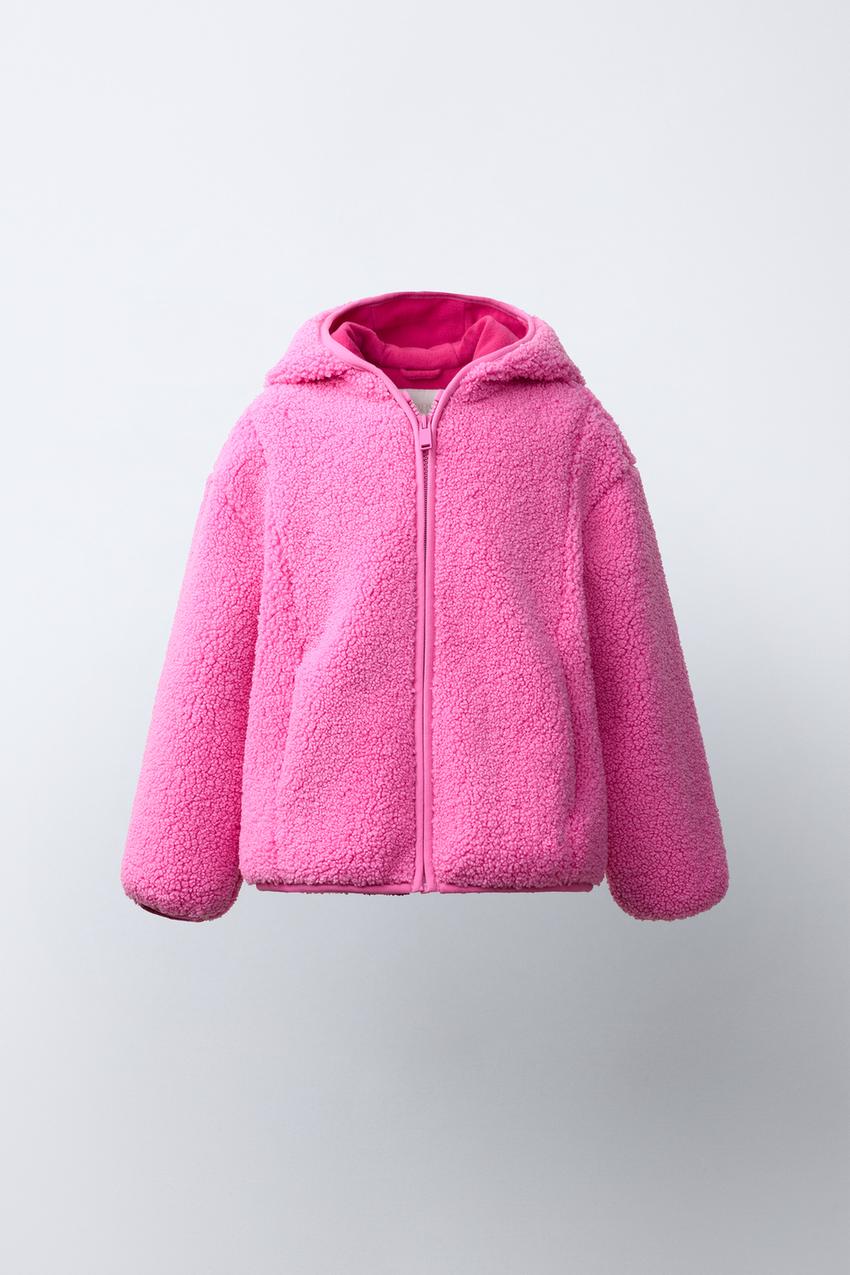 フーデッド フェイクシープスキンジャケット - フクシア | ZARA Japan 