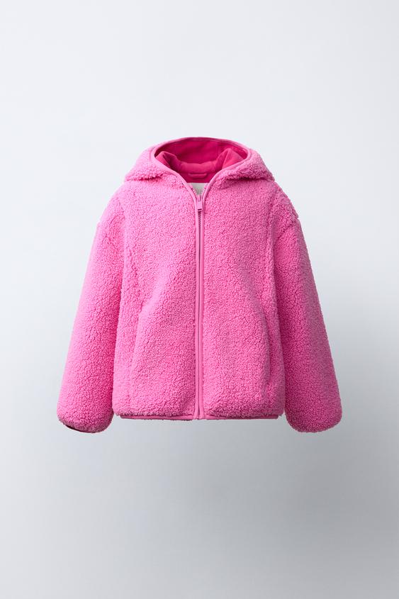 FAUX SHEARLING HOODED JACKET - Fuchsia de Zara - Imagen 0