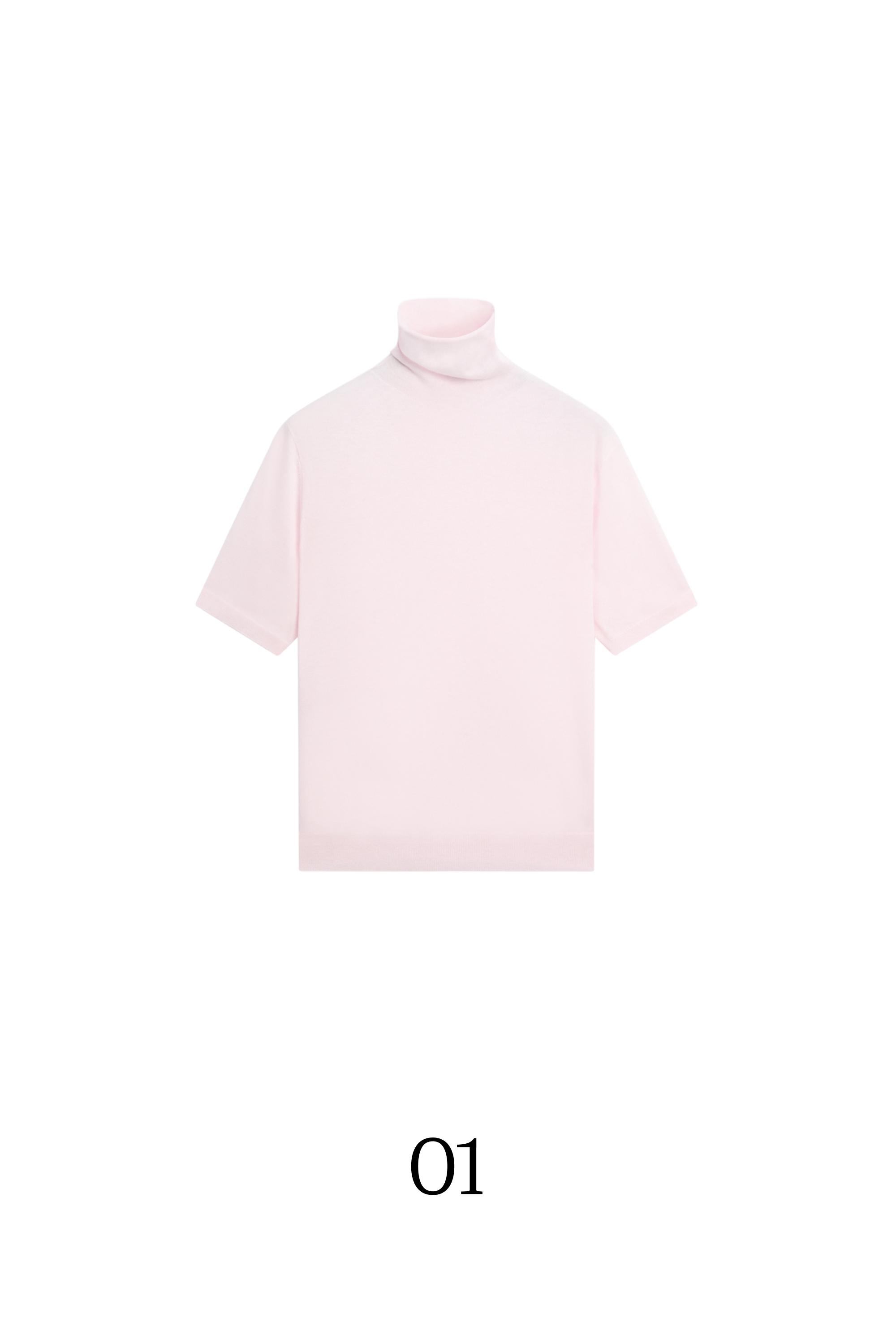 Wool blend turtleneck knit sweater — Pale pink