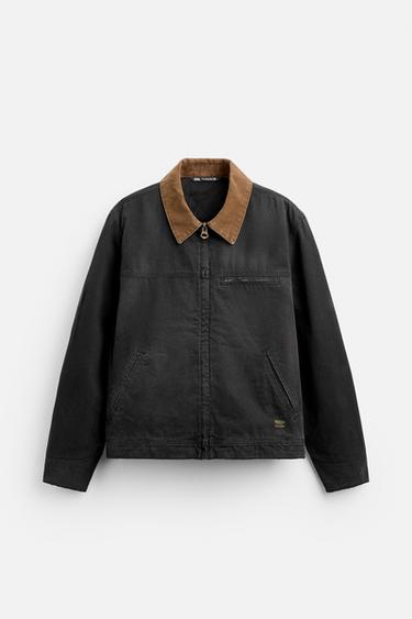 JACKET WITH CONTRAST COLLAR - Black by Zara