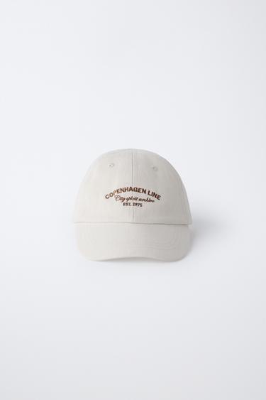 EMBROIDERED TEXT CAP - Ecru by Zara