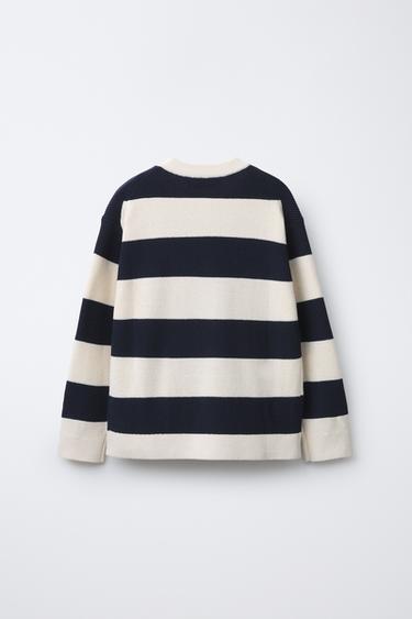 BASIC KNIT SWEATER - Ecru / Navy by Zara - Image 1