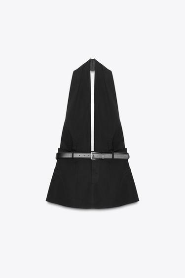 HALTER TOP WITH BELT - Black by Zara - Image 4
