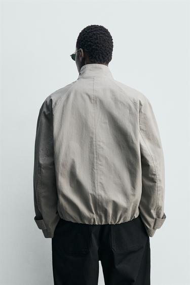 BLOUSON COUPE DÉCONTRACTÉE À CARREAUX TEXTURÉS - Gris de Zara - Image 2