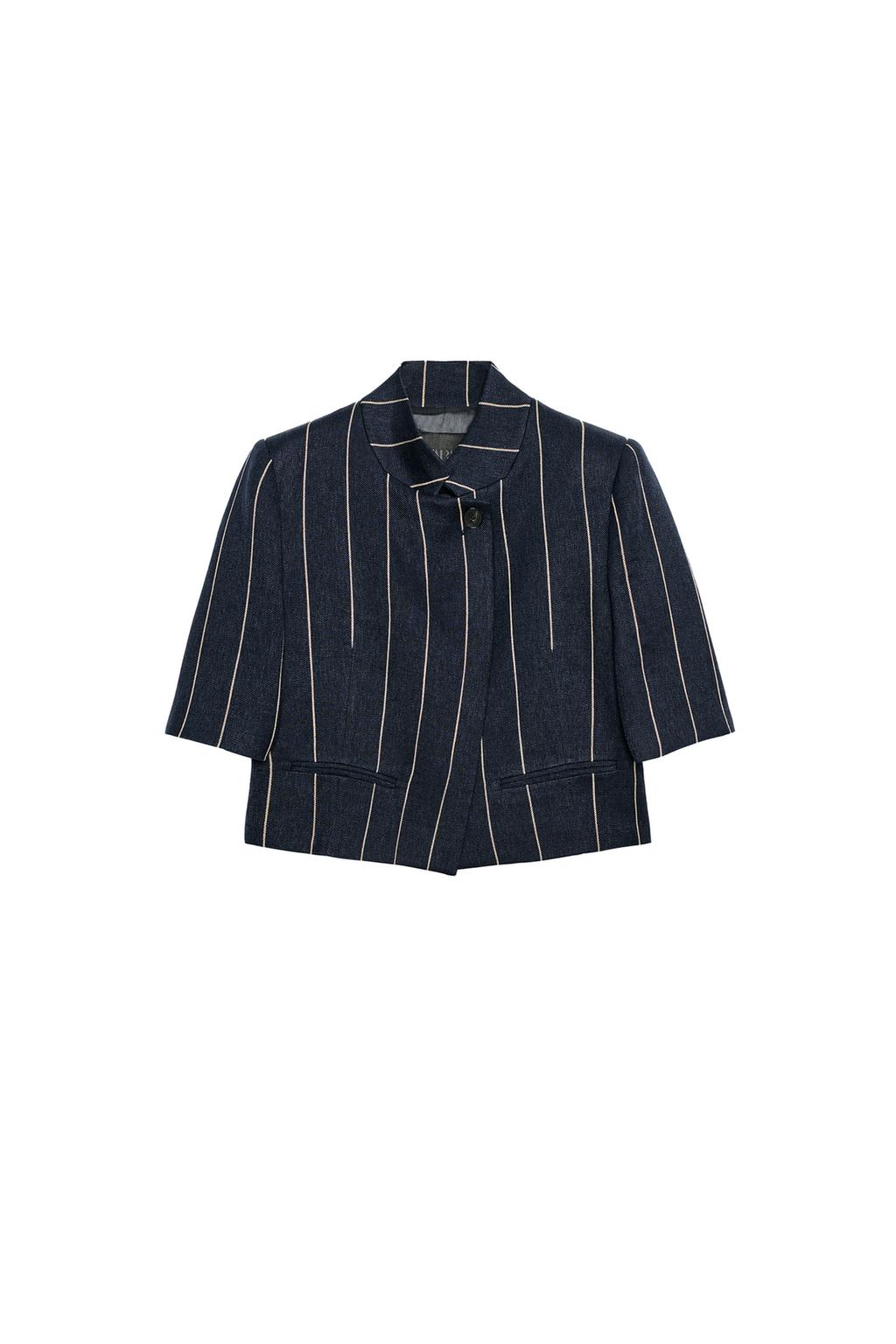 STRIPED LINEN BLEND JACKET ZW COLLECTION - image 3