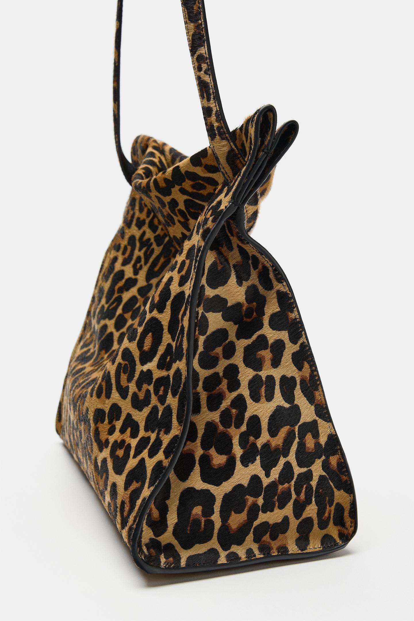 Женская сумка Zara Printed Leather Shoulder, цвет: Леопардовый — фото 5