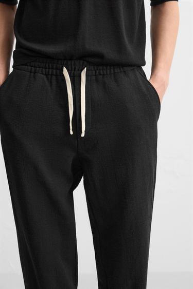 GEOMETRIC JACQUARD TROUSERS - Black by Zara - Image 4