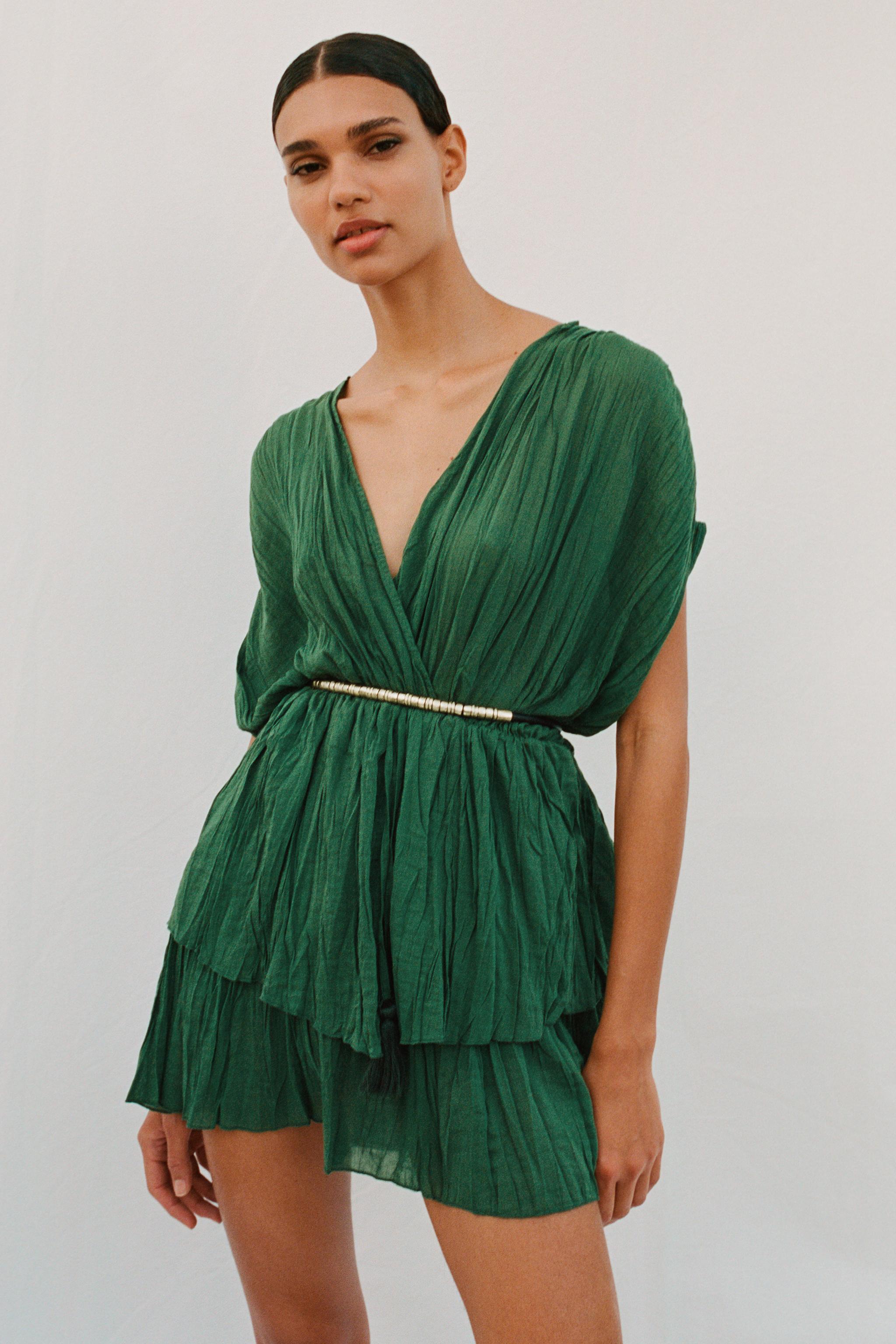 Green dress zara 2019 best sale