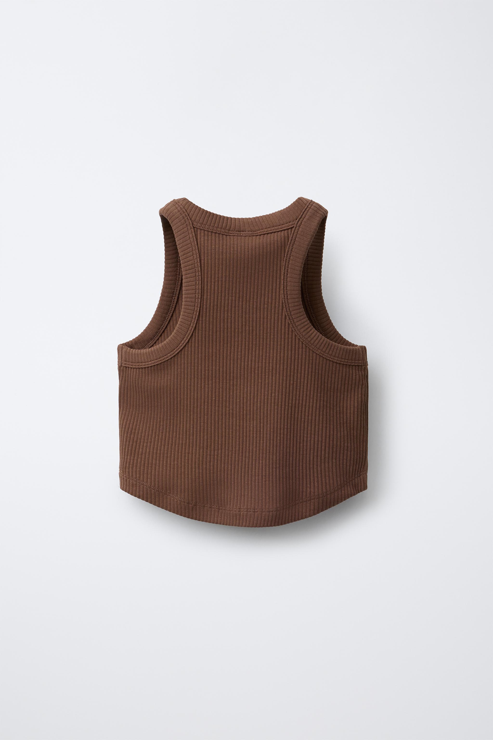 【ZARA】リブ編みカラーブロックタンクトップ | 0722/473/819 リブ編みカラーブロックタンクトップ - ブルーグレー | ZARA